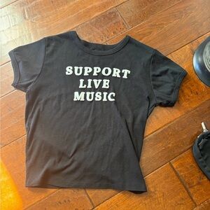 Black T-Shirt with 'Support Live Music'